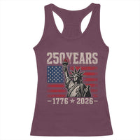 USA Independence 250th Anniversary Racerback Tank Top Patriotic Lady Liberty American Flag 250 Years 1776 2026