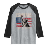 USA Independence 250th Anniversary Raglan Shirt Patriotic Lady Liberty American Flag 250 Years 1776 2026