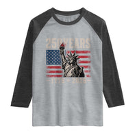 USA Independence 250th Anniversary Raglan Shirt Patriotic Lady Liberty American Flag 250 Years 1776 2026