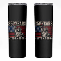 USA Independence 250th Anniversary Skinny Tumbler Patriotic Lady Liberty American Flag 250 Years 1776 2026