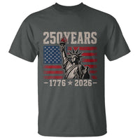 USA Independence 250th Anniversary T Shirt Patriotic Lady Liberty American Flag 250 Years 1776 2026