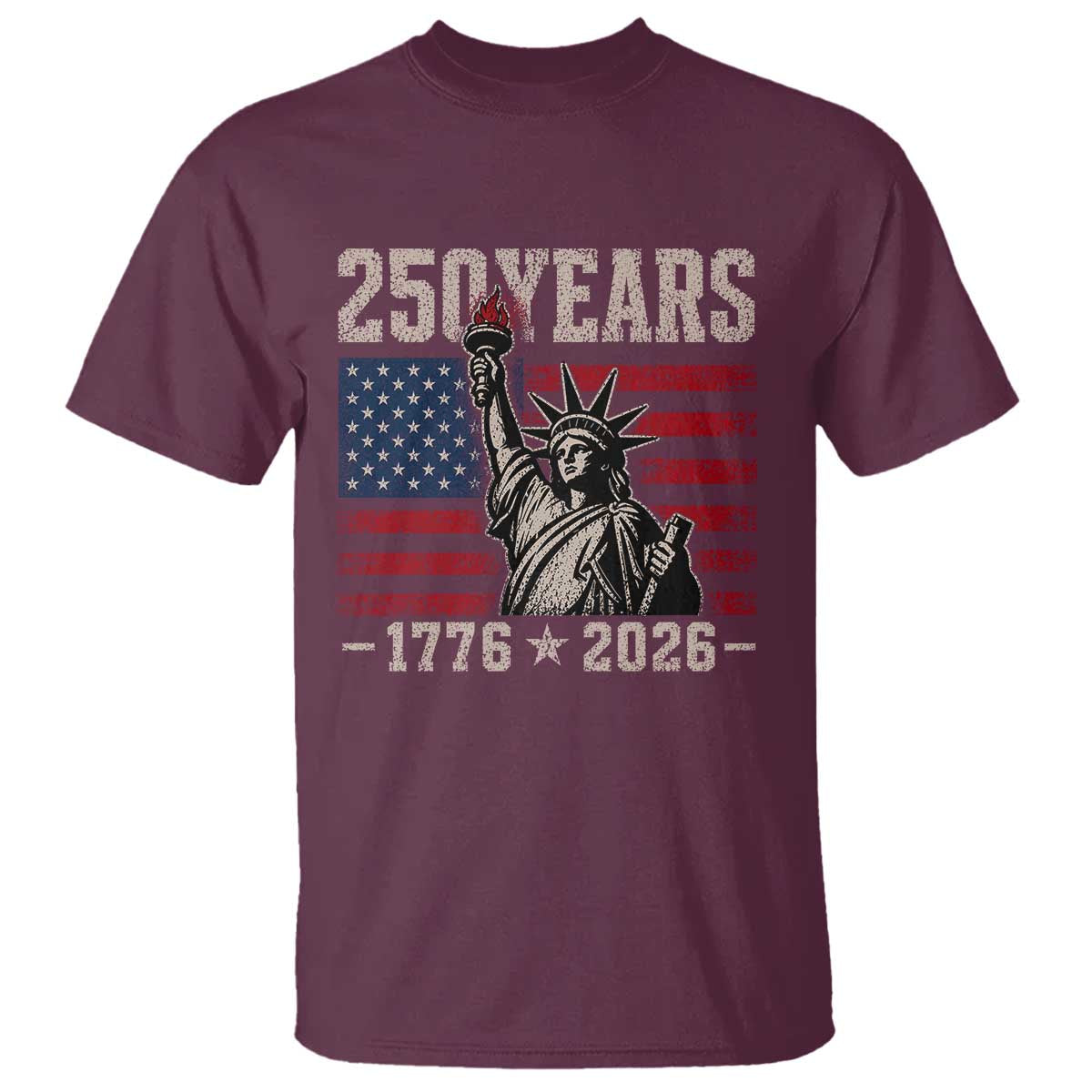 USA Independence 250th Anniversary T Shirt Patriotic Lady Liberty American Flag 250 Years 1776 2026