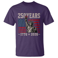 USA Independence 250th Anniversary T Shirt Patriotic Lady Liberty American Flag 250 Years 1776 2026