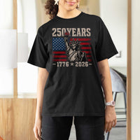 USA Independence 250th Anniversary T Shirt For Women Patriotic Lady Liberty American Flag 250 Years 1776 2026