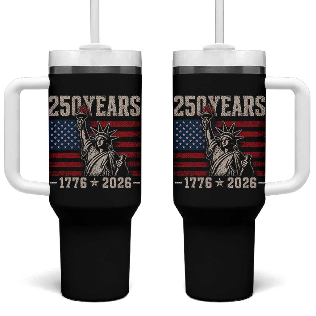 USA Independence 250th Anniversary Tumbler With Handle Patriotic Lady Liberty American Flag 250 Years 1776 2026