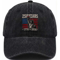 USA Independence 250th Anniversary Washed Cotton Baseball Cap Patriotic Lady Liberty American Flag 250 Years 1776 2026