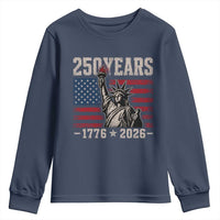 USA Independence 250th Anniversary Youth Sweatshirt Patriotic Lady Liberty American Flag 250 Years 1776 2026