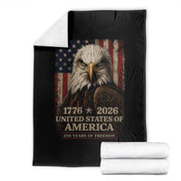 250 Anniversary USA Flag Throw Blanket Vintage Bald Eagle Patriotic 1776 2026 250 Years Birthday