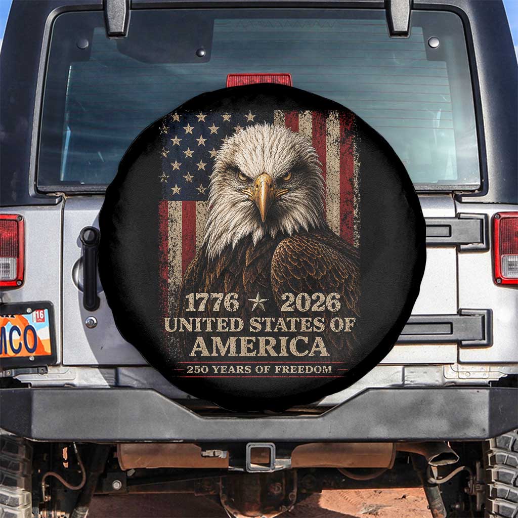 250 Anniversary USA Flag Spare Tire Cover Vintage Bald Eagle Patriotic 1776 2026 250 Years Birthday