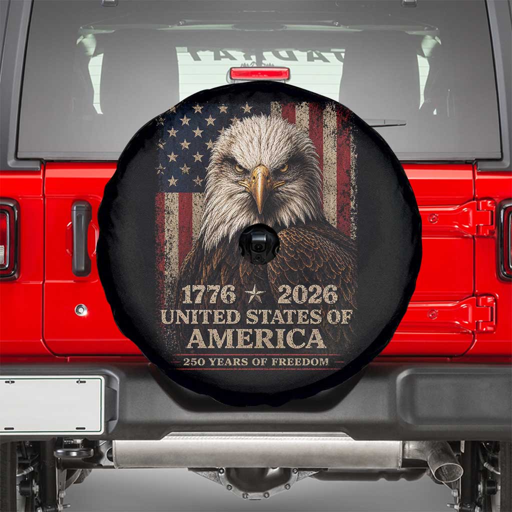 250 Anniversary USA Flag Spare Tire Cover Vintage Bald Eagle Patriotic 1776 2026 250 Years Birthday