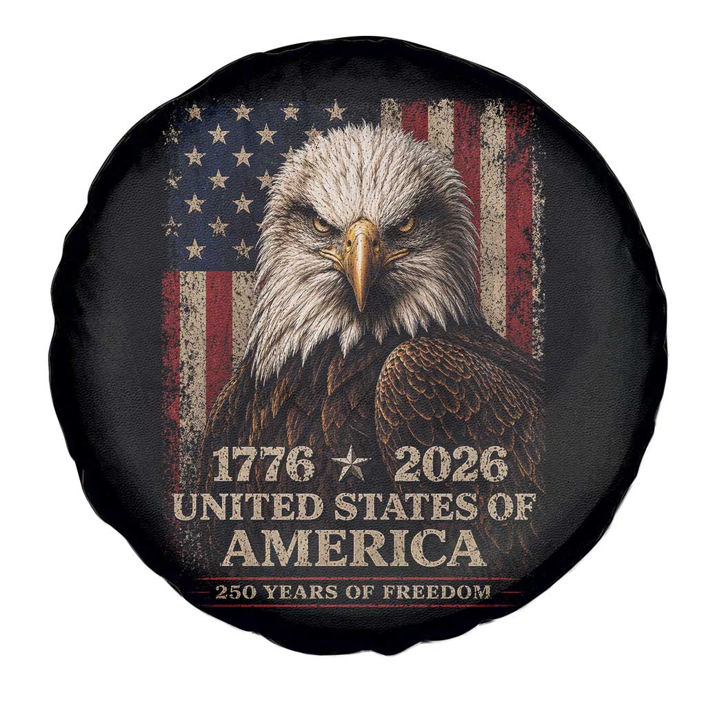 250 Anniversary USA Flag Spare Tire Cover Vintage Bald Eagle Patriotic 1776 2026 250 Years Birthday