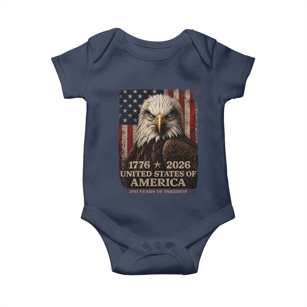 250 Anniversary USA Flag Baby Onesie Vintage Bald Eagle Patriotic 1776 2026 250 Years Birthday