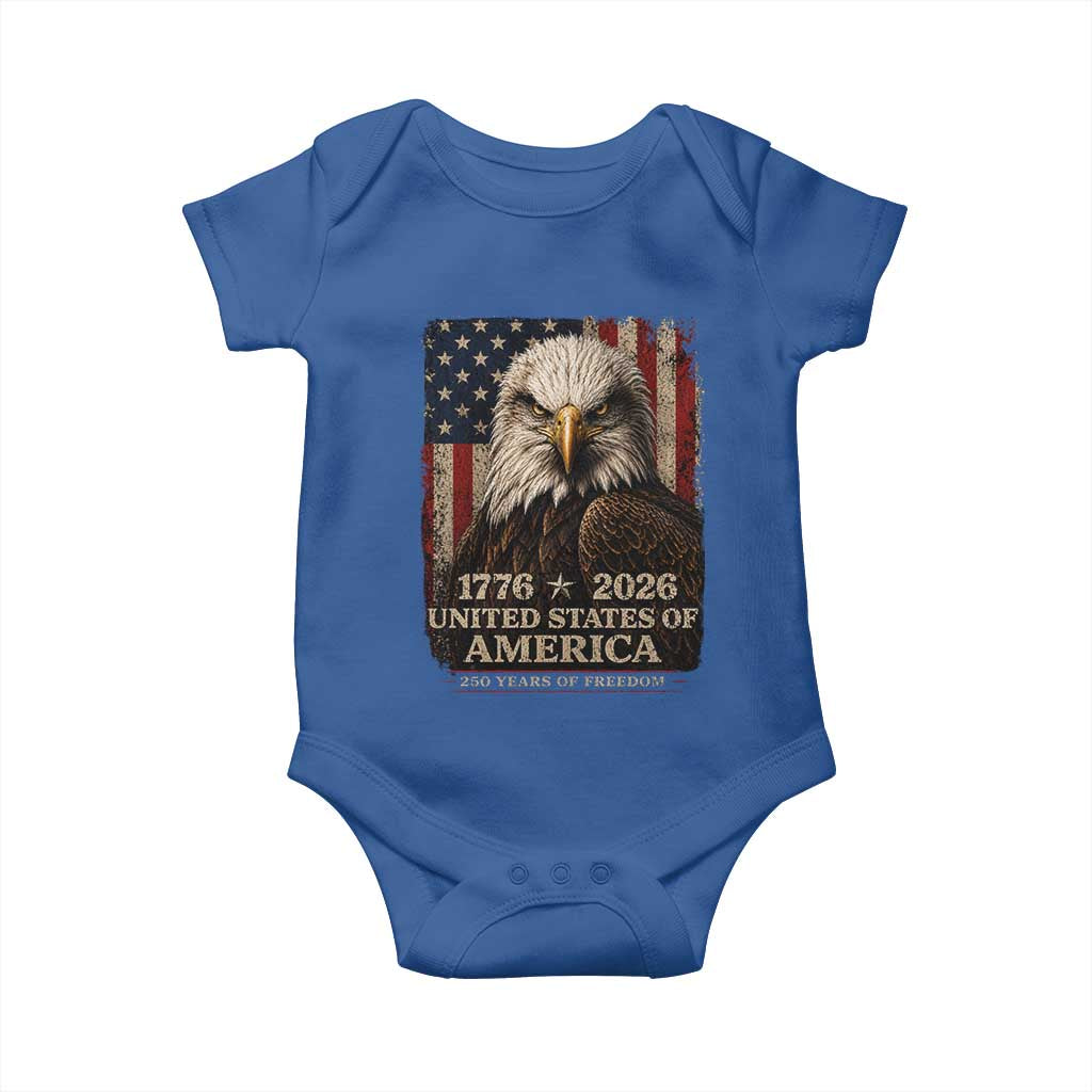 250 Anniversary USA Flag Baby Onesie Vintage Bald Eagle Patriotic 1776 2026 250 Years Birthday