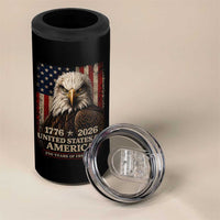 250 Anniversary USA Flag 4 in 1 Can Cooler Tumbler Vintage Bald Eagle Patriotic 1776 2026 250 Years Birthday