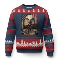 250 Anniversary USA Flag Ugly Christmas Sweater Vintage Bald Eagle Patriotic 1776 2026 250 Years Birthday