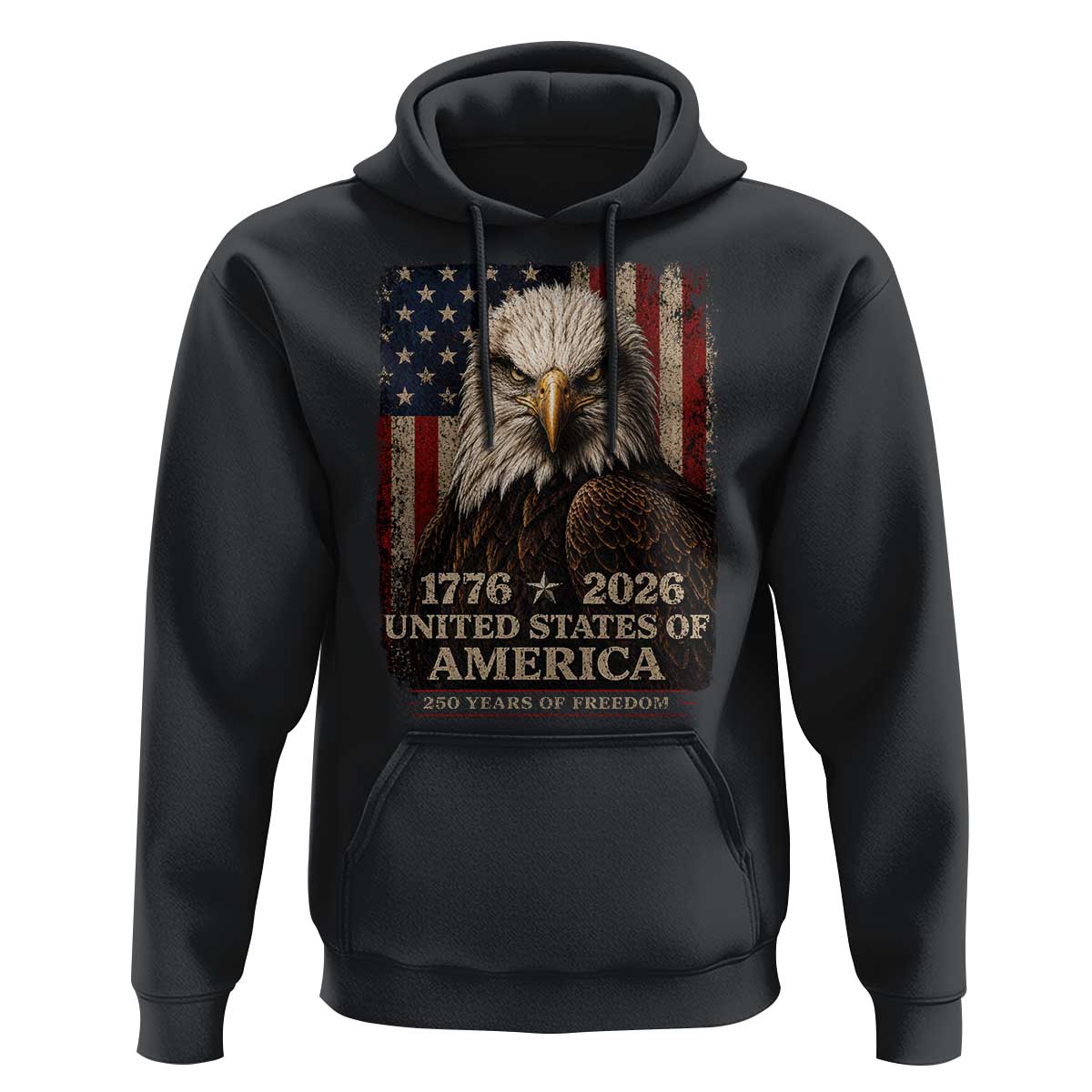 250 Anniversary USA Flag Hoodie Vintage Bald Eagle Patriotic 1776 2026 250 Years Birthday