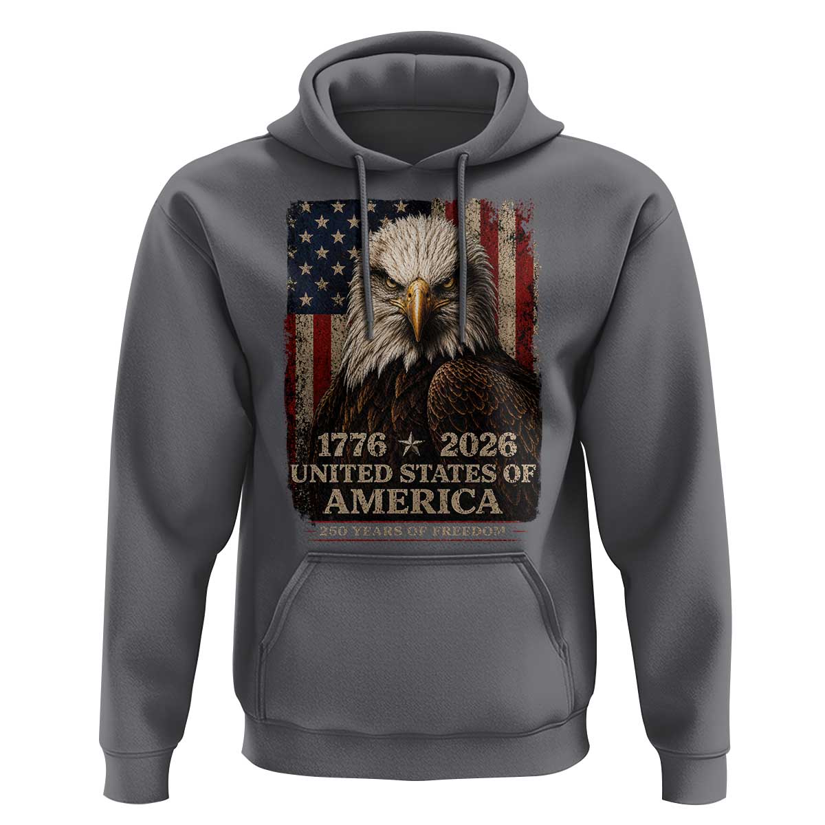 250 Anniversary USA Flag Hoodie Vintage Bald Eagle Patriotic 1776 2026 250 Years Birthday