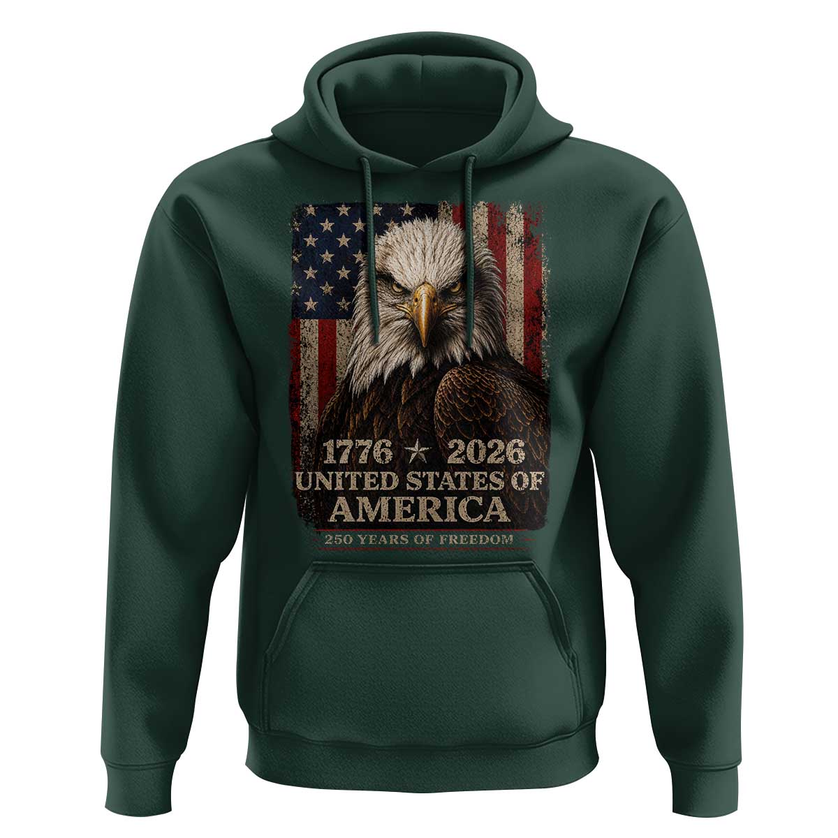 250 Anniversary USA Flag Hoodie Vintage Bald Eagle Patriotic 1776 2026 250 Years Birthday