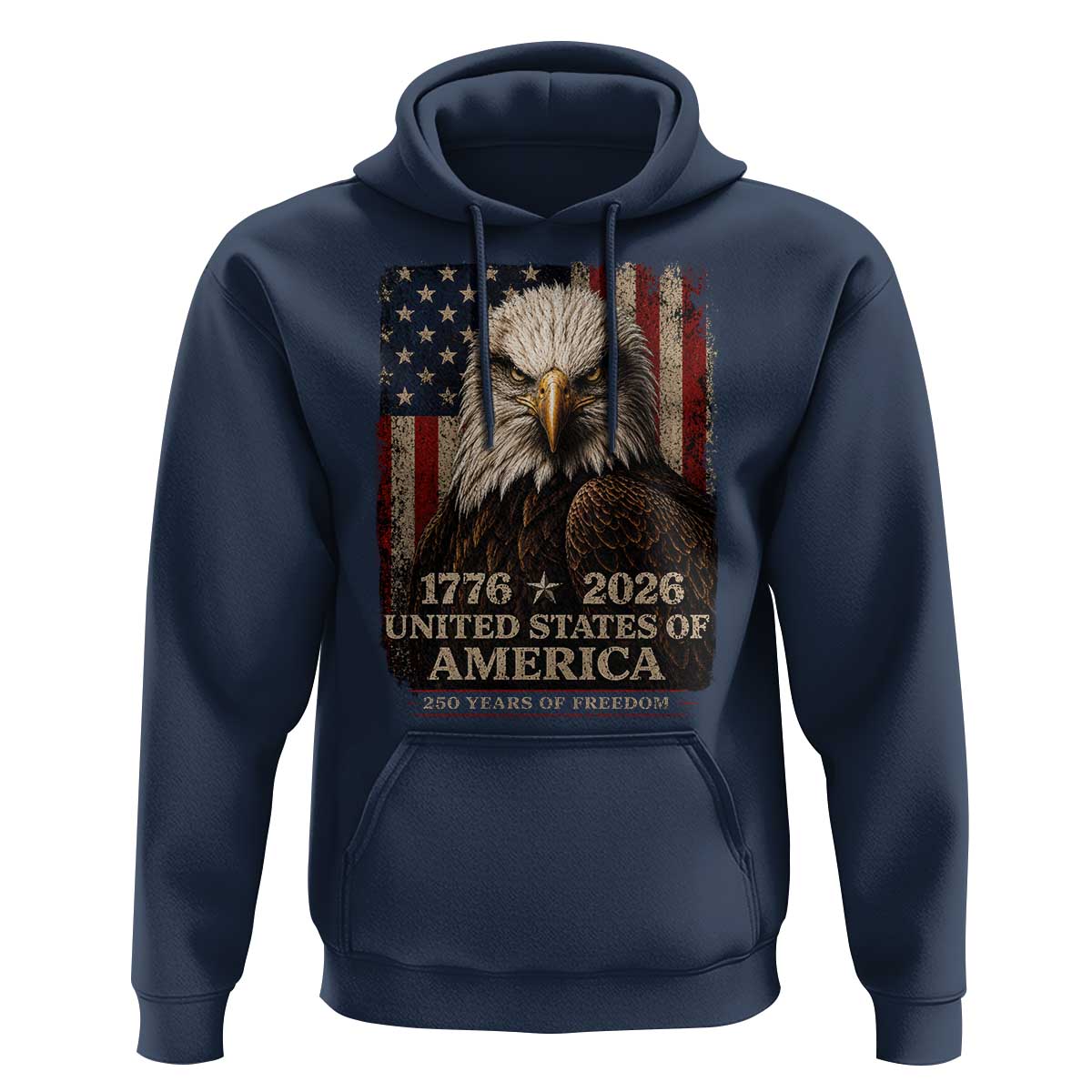 250 Anniversary USA Flag Hoodie Vintage Bald Eagle Patriotic 1776 2026 250 Years Birthday