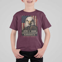 250 Anniversary USA Flag T Shirt For Kid Vintage Bald Eagle Patriotic 1776 2026 250 Years Birthday