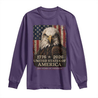 250 Anniversary USA Flag Long Sleeve Shirt Vintage Bald Eagle Patriotic 1776 2026 250 Years Birthday