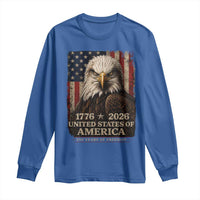 250 Anniversary USA Flag Long Sleeve Shirt Vintage Bald Eagle Patriotic 1776 2026 250 Years Birthday