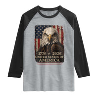 250 Anniversary USA Flag Raglan Shirt Vintage Bald Eagle Patriotic 1776 2026 250 Years Birthday