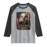 250 Anniversary USA Flag Raglan Shirt Vintage Bald Eagle Patriotic 1776 2026 250 Years Birthday