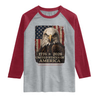 250 Anniversary USA Flag Raglan Shirt Vintage Bald Eagle Patriotic 1776 2026 250 Years Birthday