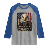 250 Anniversary USA Flag Raglan Shirt Vintage Bald Eagle Patriotic 1776 2026 250 Years Birthday