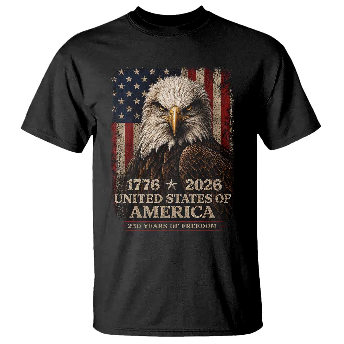 250 Anniversary USA Flag T Shirt Vintage Bald Eagle Patriotic 1776 2026 250 Years Birthday