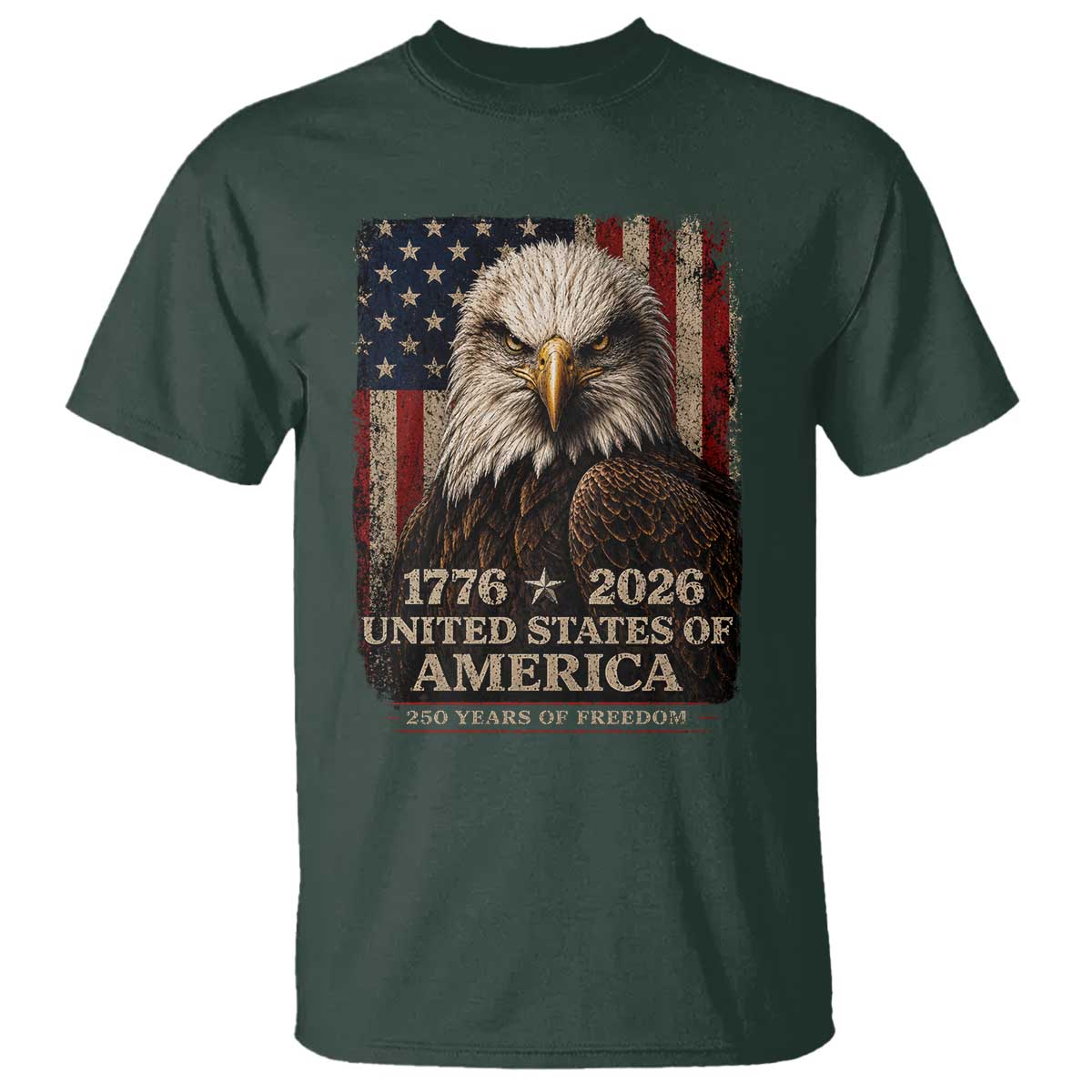 250 Anniversary USA Flag T Shirt Vintage Bald Eagle Patriotic 1776 2026 250 Years Birthday