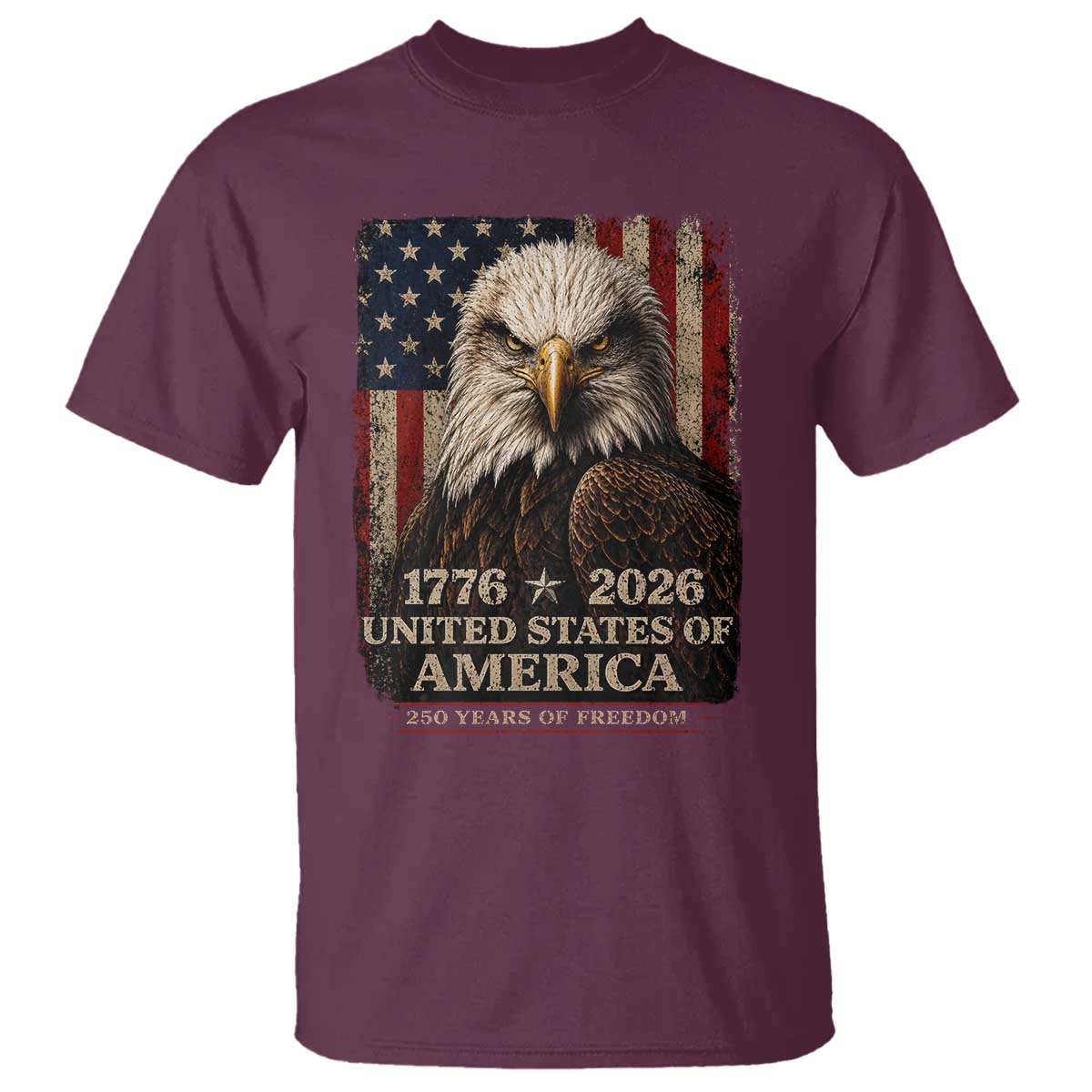 250 Anniversary USA Flag T Shirt Vintage Bald Eagle Patriotic 1776 2026 250 Years Birthday