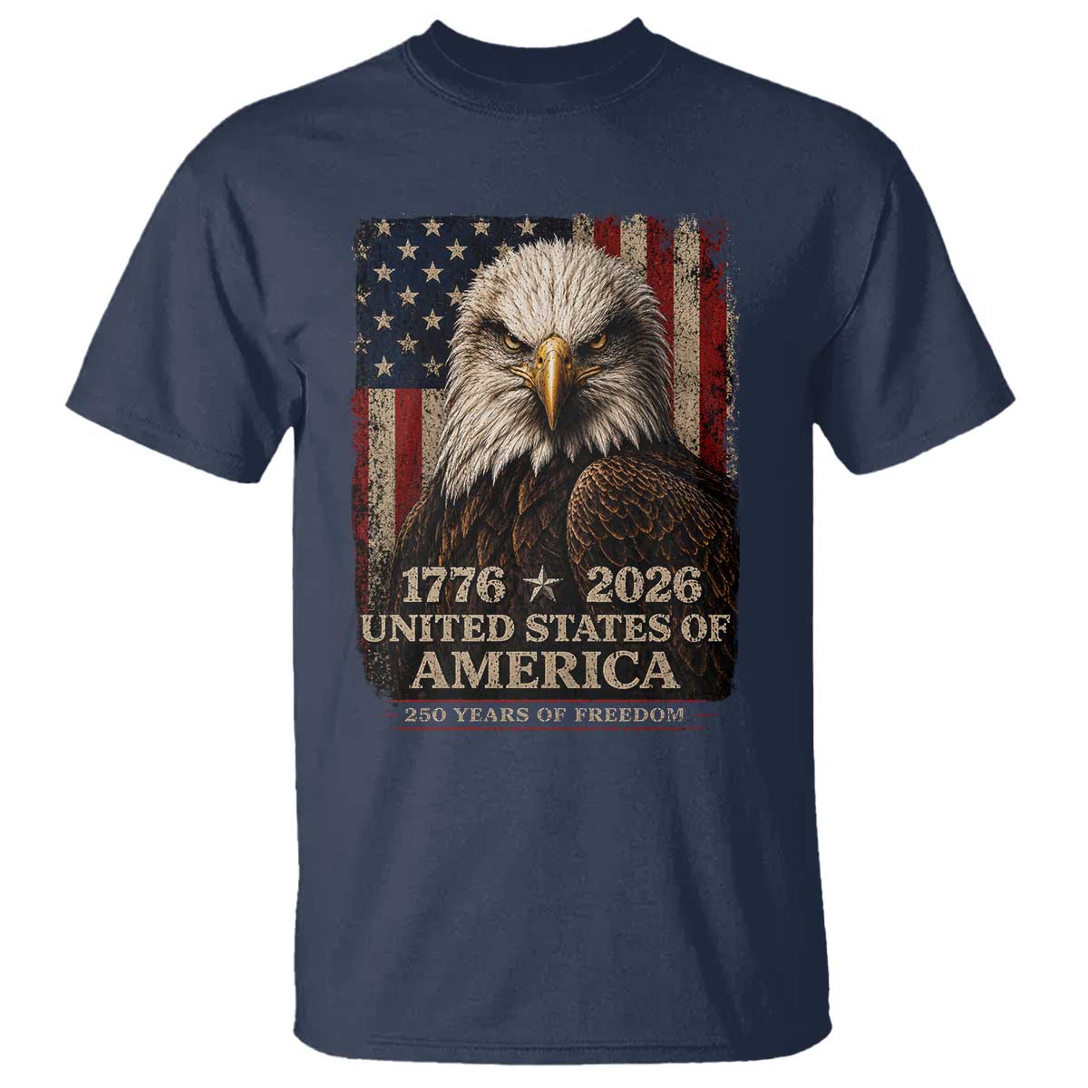 250 Anniversary USA Flag T Shirt Vintage Bald Eagle Patriotic 1776 2026 250 Years Birthday