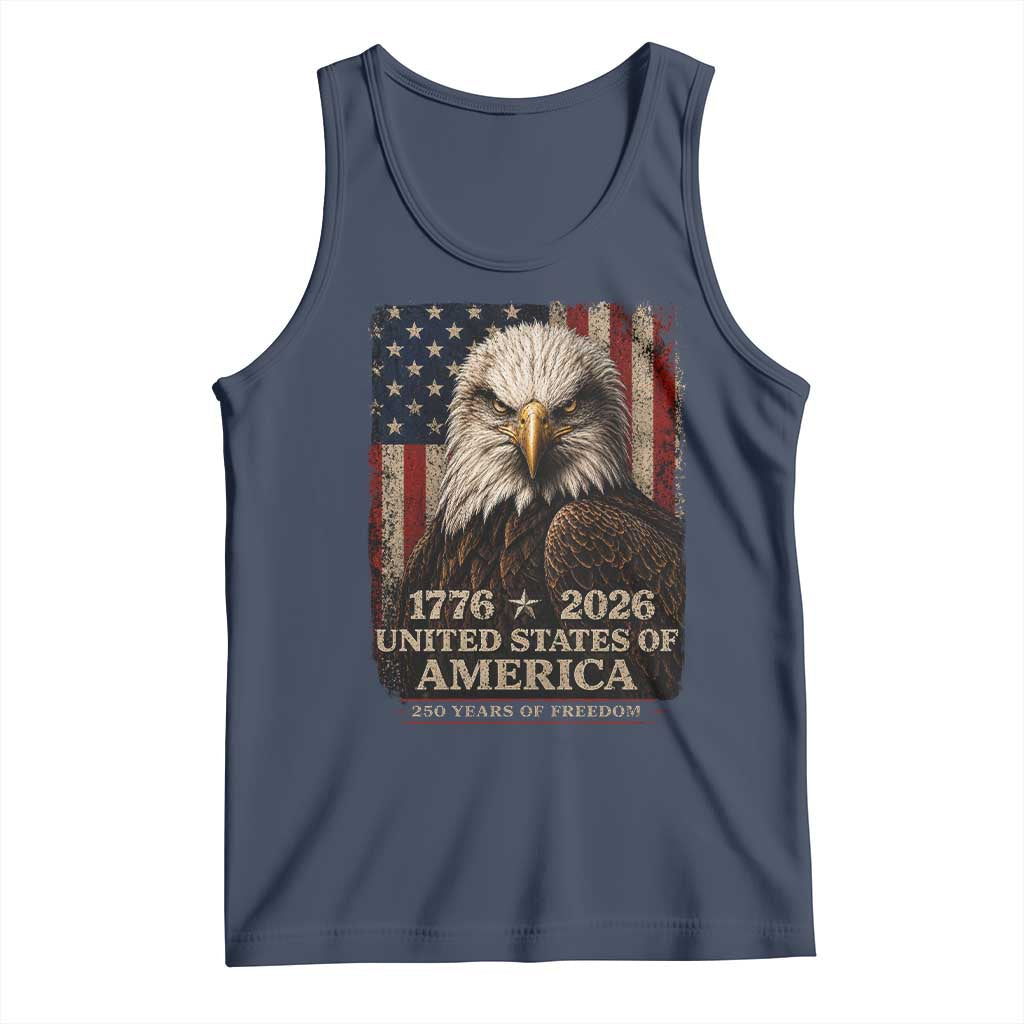 250 Anniversary USA Flag Tank Top Vintage Bald Eagle Patriotic 1776 2026 250 Years Birthday