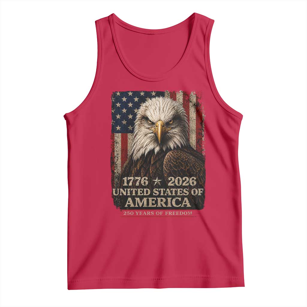250 Anniversary USA Flag Tank Top Vintage Bald Eagle Patriotic 1776 2026 250 Years Birthday
