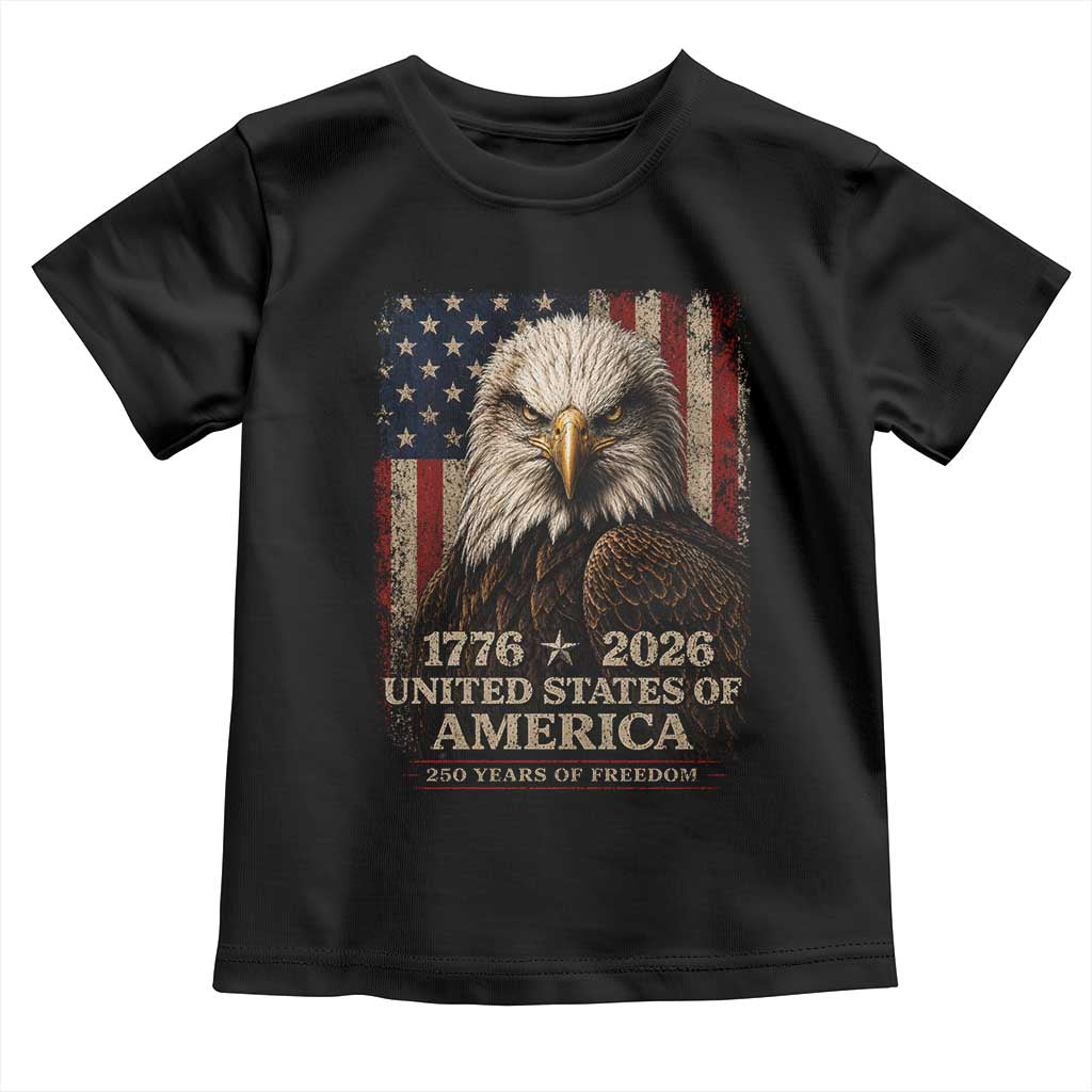 250 Anniversary USA Flag Toddler T Shirt Vintage Bald Eagle Patriotic 1776 2026 250 Years Birthday