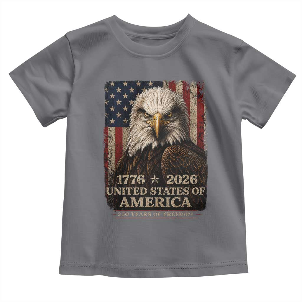 250 Anniversary USA Flag Toddler T Shirt Vintage Bald Eagle Patriotic 1776 2026 250 Years Birthday