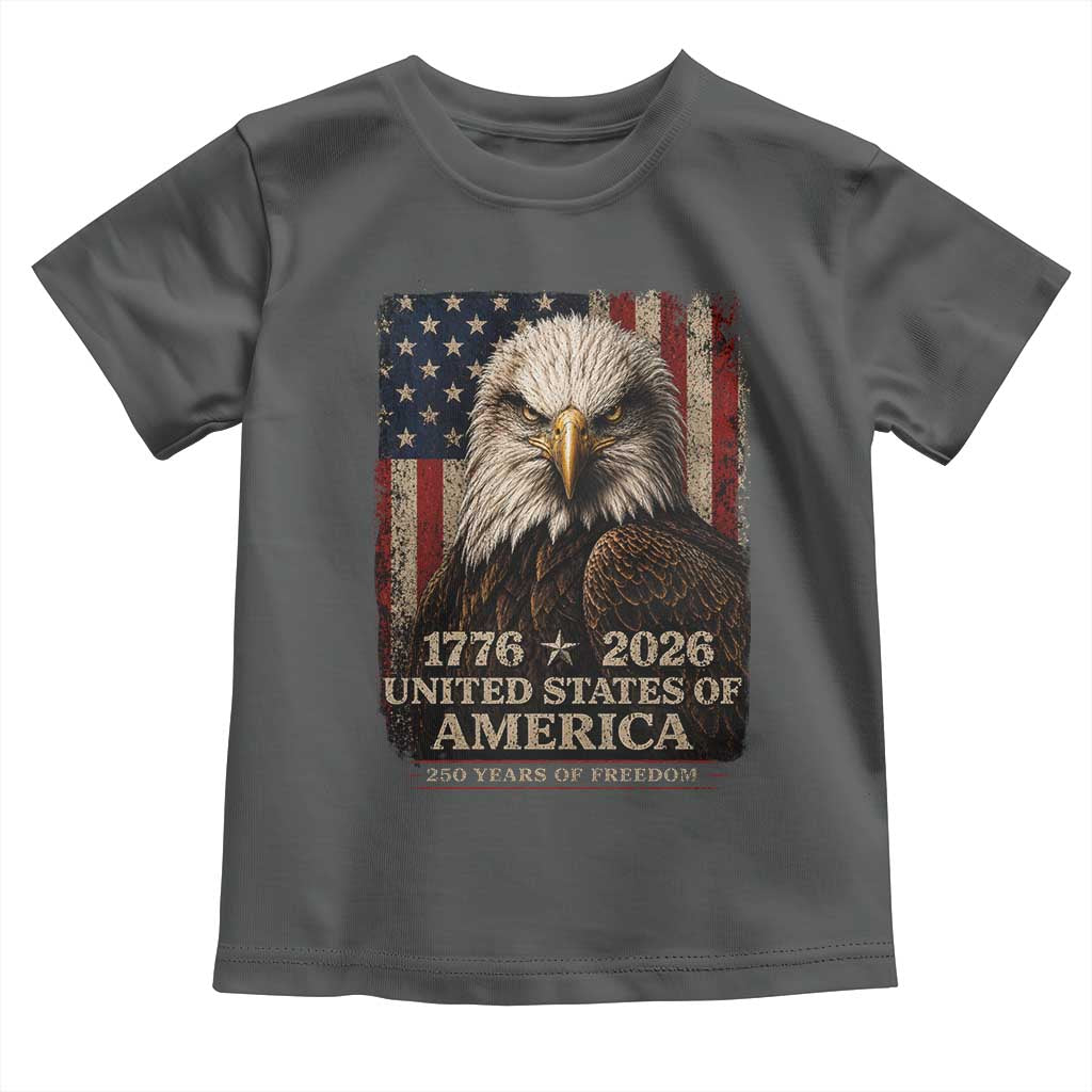 250 Anniversary USA Flag Toddler T Shirt Vintage Bald Eagle Patriotic 1776 2026 250 Years Birthday