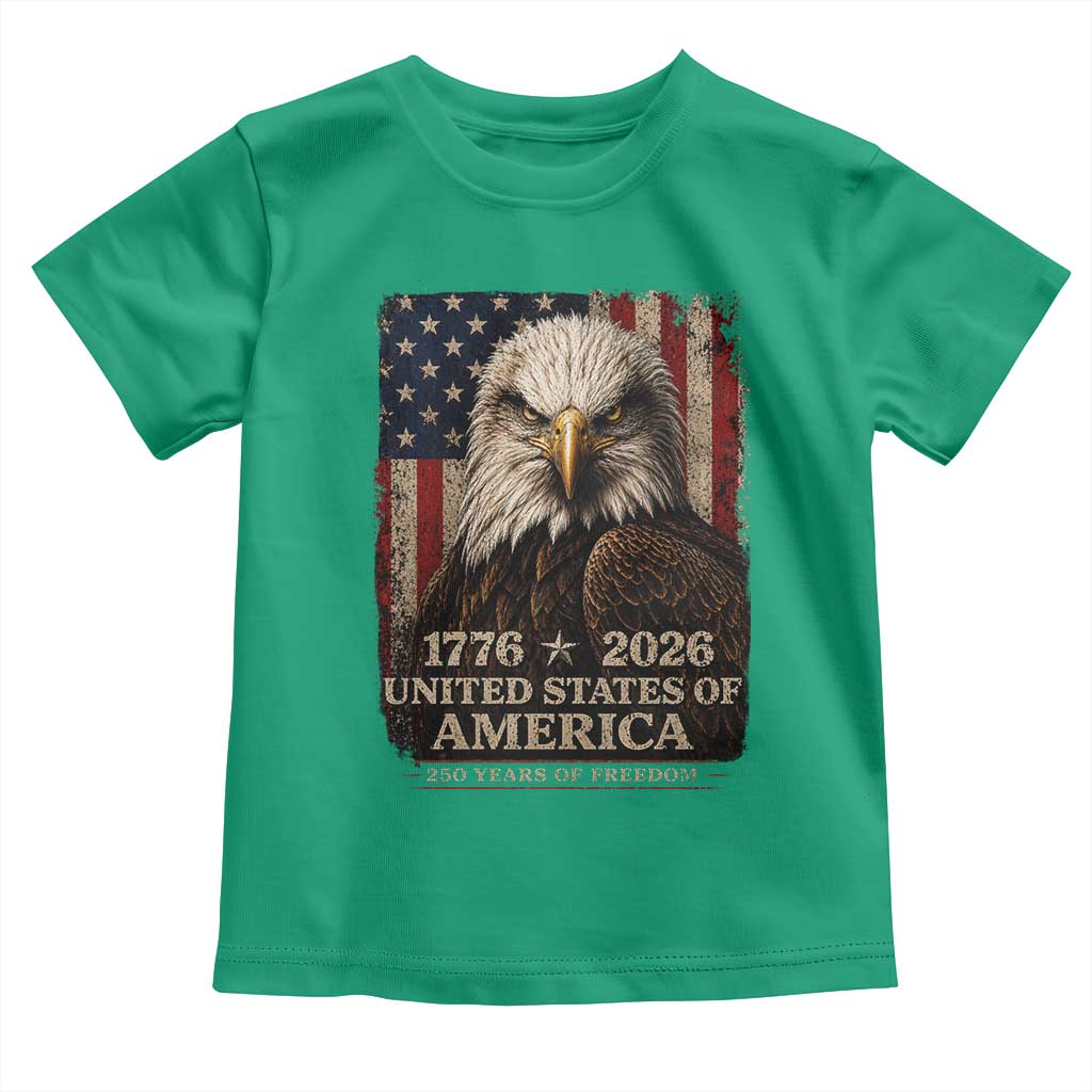 250 Anniversary USA Flag Toddler T Shirt Vintage Bald Eagle Patriotic 1776 2026 250 Years Birthday