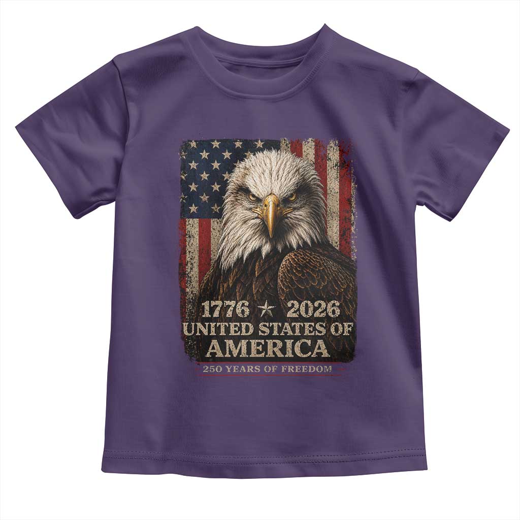 250 Anniversary USA Flag Toddler T Shirt Vintage Bald Eagle Patriotic 1776 2026 250 Years Birthday