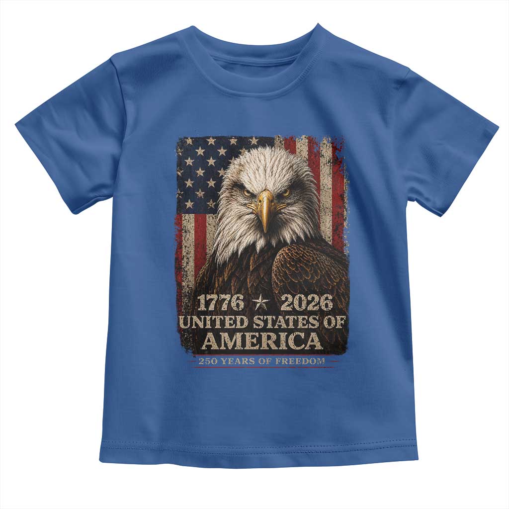 250 Anniversary USA Flag Toddler T Shirt Vintage Bald Eagle Patriotic 1776 2026 250 Years Birthday