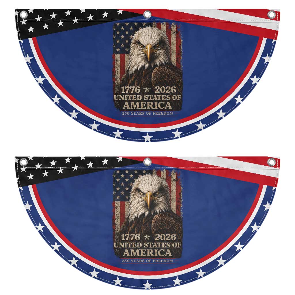 250 Anniversary USA Flag Patriotic Fan Flag Vintage Bald Eagle 1776 2026 250 Years Birthday