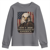 250 Anniversary USA Flag Youth Sweatshirt Vintage Bald Eagle Patriotic 1776 2026 250 Years Birthday