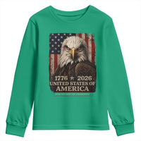 250 Anniversary USA Flag Youth Sweatshirt Vintage Bald Eagle Patriotic 1776 2026 250 Years Birthday