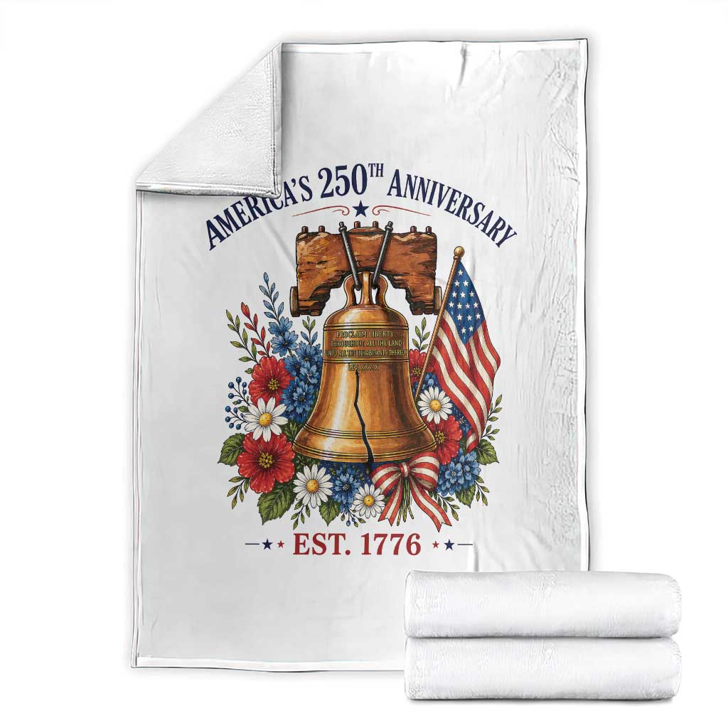 250 Anniversary Throw Blanket Floral Liberty Bell USA 250th American 4th July 2026