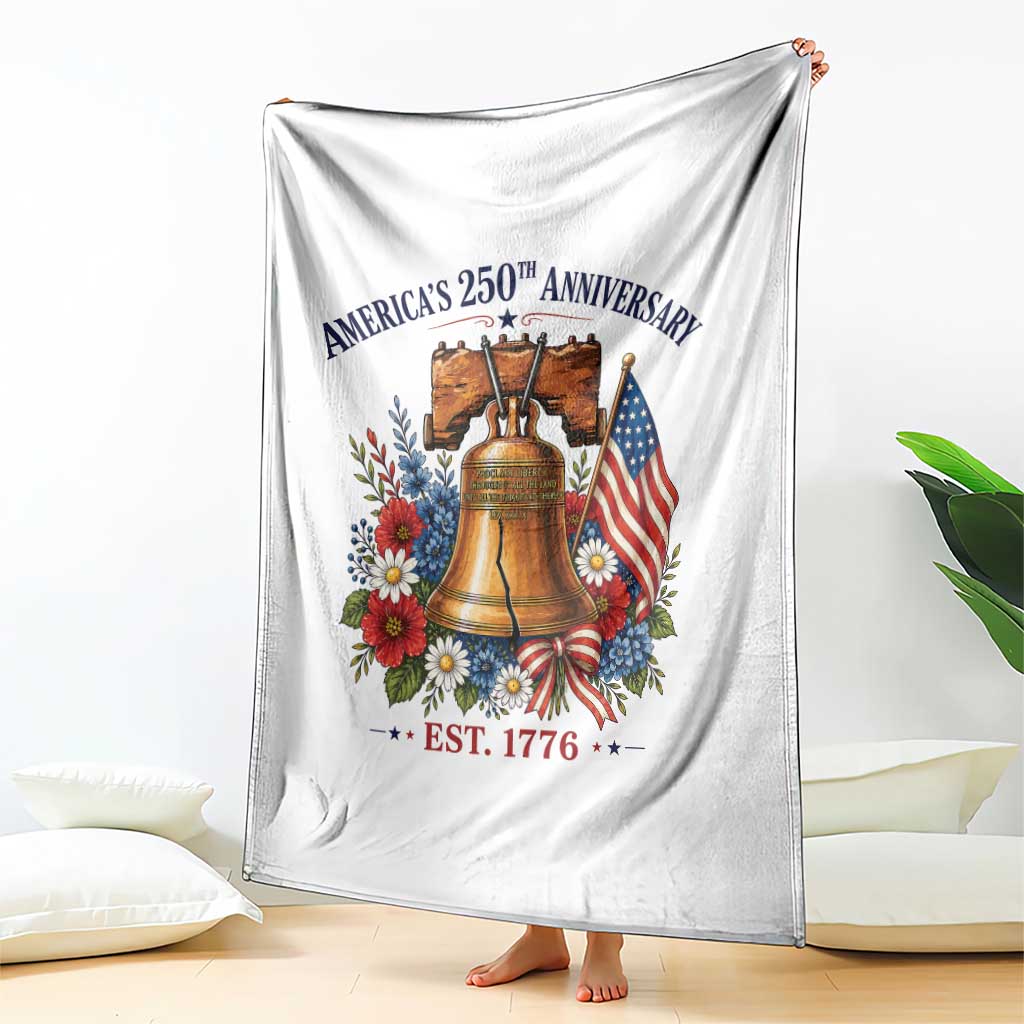250 Anniversary Throw Blanket Floral Liberty Bell USA 250th American 4th July 2026