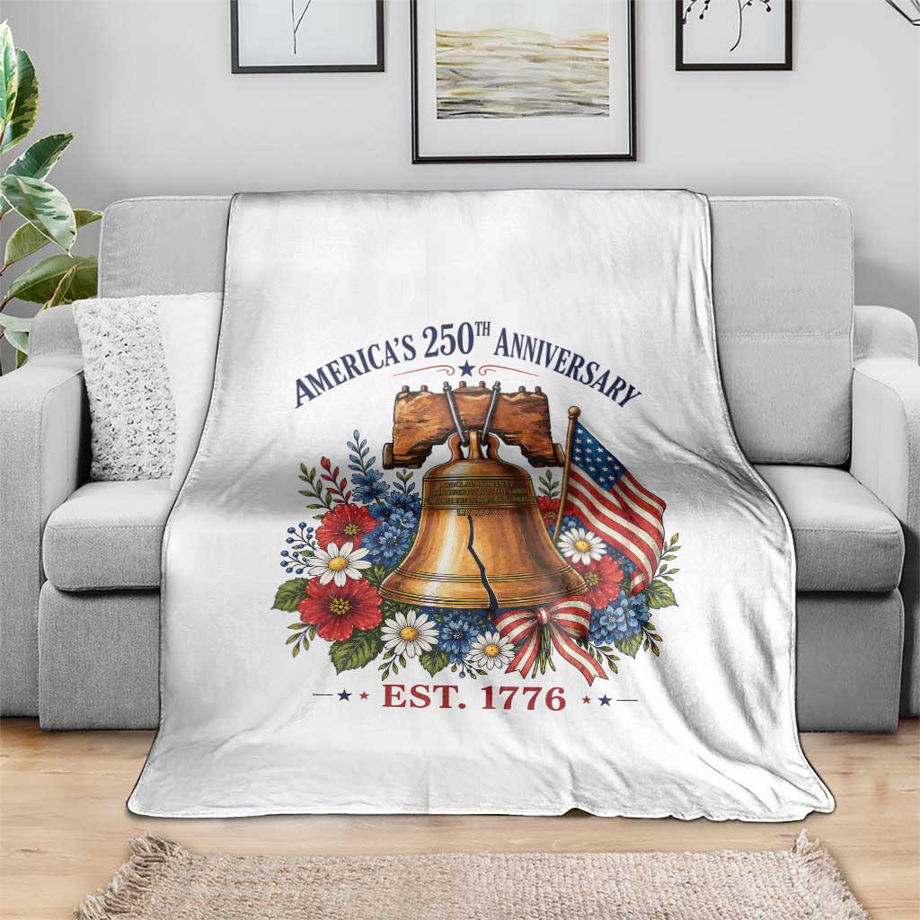 250 Anniversary Throw Blanket Floral Liberty Bell USA 250th American 4th July 2026