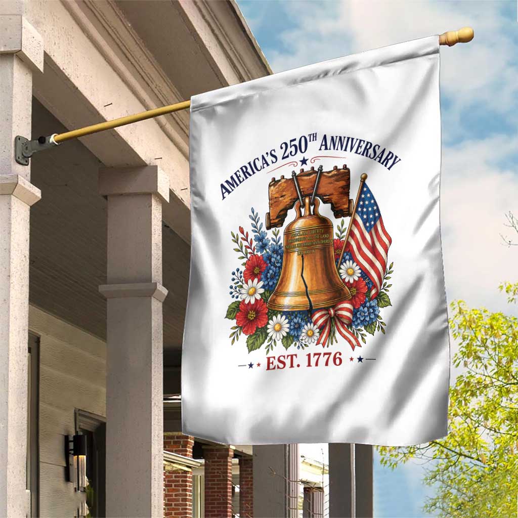 250 Anniversary Garden Flag Floral Liberty Bell USA 250th American 4th July 2026