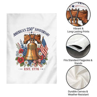 250 Anniversary Garden Flag Floral Liberty Bell USA 250th American 4th July 2026